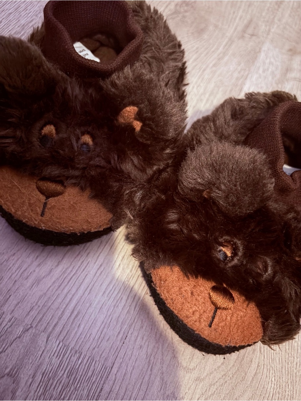 Ll Bean Bear Face Slippers in Dark Brown